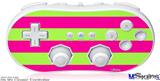 Wii Classic Controller Skin - Psycho Stripes Neon Green and Hot Pink