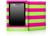 Psycho Stripes Neon Green and Hot Pink - Decal Style Skin for Amazon Kindle DX