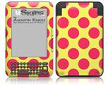 Kearas Polka Dots Pink And Yellow - Decal Style Skin fits Amazon Kindle 3 Keyboard (with 6 inch display)