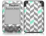 Chevrons Gray And Seafoam - Decal Style Skin fits Amazon Kindle 3 Keyboard (with 6 inch display)