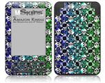 Splatter Girly Skull Rainbow - Decal Style Skin fits Amazon Kindle 3 Keyboard (with 6 inch display)