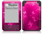 Bokeh Butterflies Hot Pink - Decal Style Skin fits Amazon Kindle 3 Keyboard (with 6 inch display)
