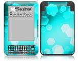 Bokeh Hex Neon Teal - Decal Style Skin fits Amazon Kindle 3 Keyboard (with 6 inch display)
