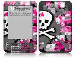 Girly Pink Bow Skull - Decal Style Skin fits Amazon Kindle 3 Keyboard (with 6 inch display)