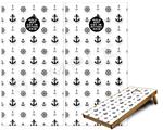 Cornhole Game Board Vinyl Skin Wrap Kit - Premium Laminated - Nautical Anchors Away 02 White fits 24x48 game boards (GAMEBOARDS NOT INCLUDED)