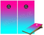 Cornhole Game Board Vinyl Skin Wrap Kit - Premium Laminated - Smooth Fades Neon Teal Hot Pink fits 24x48 game boards (GAMEBOARDS NOT INCLUDED)