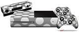 Kearas Polka Dots Whtie On Gray - Holiday Bundle Decal Style Skin fits XBOX One Console Original, Kinect and 2 Controllers (XBOX SYSTEM NOT INCLUDED)