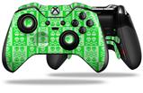 Skull And Crossbones Pattern Green - Decal Style Skin fits Microsoft XBOX One ELITE Wireless Controller