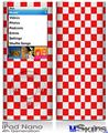 iPod Nano 4G Skin - Checkered Canvas Red and White