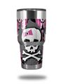 WraptorSkinz Skin Wrap compatible with RTIC 30oz ORIGINAL 2017 AND OLDER Tumblers Pink Bow Skull (TUMBLER NOT INCLUDED)