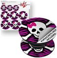 Decal Style Vinyl Skin Wrap 3 Pack for PopSockets Pink Zebra Skull (POPSOCKET NOT INCLUDED)