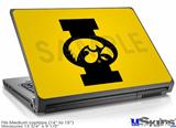 Laptop Skin (Medium) - Iowa Hawkeyes Tigerhawk Oval 02 Black on Gold