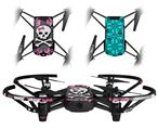 Skin Decal Wrap 2 Pack for DJI Ryze Tello Drone Pink Bow Skull DRONE NOT INCLUDED