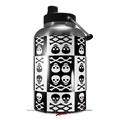 Skin Decal Wrap for 2017 RTIC One Gallon Jug Skull And Crossbones Pattern Bw (Jug NOT INCLUDED) by WraptorSkinz