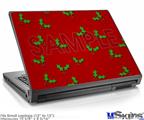 Laptop Skin (Small) - Holly Leaves on Red