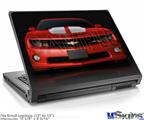 Laptop Skin (Small) - 2010 Chevy Camaro Victory Red - White Stripes on Black