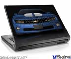 Laptop Skin (Small) - 2010 Chevy Camaro Aqua - White Stripes on Black