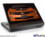 Laptop Skin (Small) - 2010 Chevy Camaro Orange - Black Stripes on Black