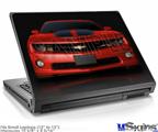 Laptop Skin (Small) - 2010 Chevy Camaro Victory Red - Black Stripes on Black