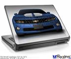 Laptop Skin (Small) - 2010 Chevy Camaro Aqua - White Stripes