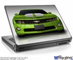 Laptop Skin (Small) - 2010 Chevy Camaro Green - White Stripes