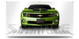 2010 Camaro Banner 72x36 Front View Green Garage Decor Shop Banner 36"x72"