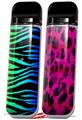 Skin Decal Wrap 2 Pack for Smok Novo v1 Rainbow Zebra VAPE NOT INCLUDED