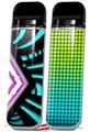 Skin Decal Wrap 2 Pack for Smok Novo v1 Black Waves Neon Teal Hot Pink VAPE NOT INCLUDED