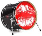 Vinyl Decal Skin Wrap for 22" Bass Kick Drum Head Big Kiss White on Red - DRUM HEAD NOT INCLUDED