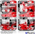 iPod Touch 2G & 3G Skin - Checker Skull Splatter Red