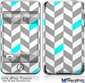 iPod Touch 2G & 3G Skin - Chevrons Gray And Aqua