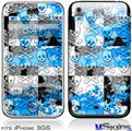 iPhone 3GS Skin - Checker Skull Splatter Blue