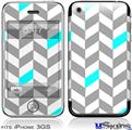 iPhone 3GS Skin - Chevrons Gray And Aqua