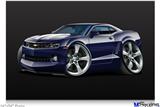 Poster 36"x24" - 2010 Camaro RS Blue Dark on Black