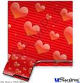 Decal Skin compatible with Sony PS3 Slim Glass Hearts Red