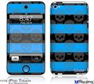 iPod Touch 4G Decal Style Vinyl Skin - Skull Stripes Blue