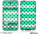 iPod Touch 4G Decal Style Vinyl Skin - Kearas Daisies Stripe Sea Foam