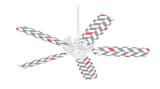 Chevrons Gray And Coral - Ceiling Fan Skin Kit fits most 42 inch fans (FAN and BLADES SOLD SEPARATELY)