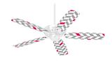 Chevrons Gray And Raspberry - Ceiling Fan Skin Kit fits most 42 inch fans (FAN and BLADES SOLD SEPARATELY)