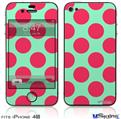 iPhone 4S Decal Style Vinyl Skin - Kearas Polka Dots Pink And Blue