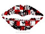 Checker Graffiti - Kissing Lips Fabric Wall Skin Decal measures 24x15 inches