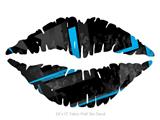 Baja 0004 Blue Medium - Kissing Lips Fabric Wall Skin Decal measures 24x15 inches