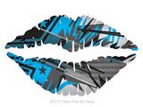 Baja 0032 Blue Medium - Kissing Lips Fabric Wall Skin Decal measures 24x15 inches