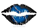 Barbwire Heart Blue - Kissing Lips Fabric Wall Skin Decal measures 24x15 inches