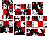 Checker Graffiti - 7 Piece Fabric Peel and Stick Wall Skin Art (50x38 inches)