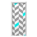 Chevrons Gray And Aqua Door Skin (fits doors up to 34x84 inches)