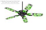 Checker Skull Splatter Green - Ceiling Fan Skin Kit fits most 52 inch fans (FAN and BLADES SOLD SEPARATELY)