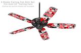 Checker Skull Splatter Red - Ceiling Fan Skin Kit fits most 52 inch fans (FAN and BLADES SOLD SEPARATELY)