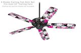 Checker Skull Splatter Pink - Ceiling Fan Skin Kit fits most 52 inch fans (FAN and BLADES SOLD SEPARATELY)