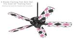 Argyle Pink and Gray - Ceiling Fan Skin Kit fits most 52 inch fans (FAN and BLADES SOLD SEPARATELY)